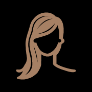 A simple, brown silhouette of a woman with long hair in a side-parting. The shoulders and neckline are slightly visible, with no facial features or other details. Perfect for promoting Sunday Salon or finding the best hair salons Cary NC has to offer. The background is black.