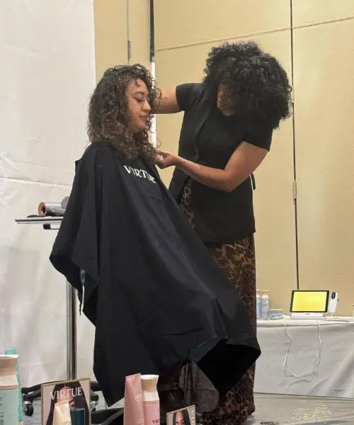 Learning from the best! A live curly haircut demo with Virtue Labs gave us new techniques to bring back to our curly-haired clients Learning from the best! A live curly haircut demo with Virtue Labs gave us new techniques to bring back to our curly-haired clients